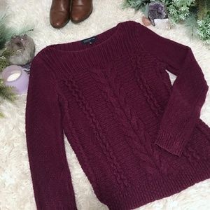 Jones New York Maroon Cable Knit Sweater